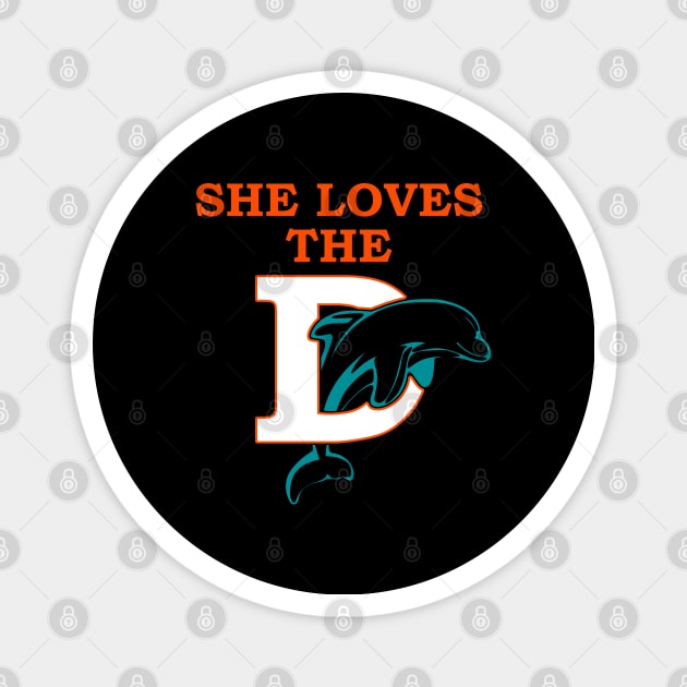 Miami Football - Funny She Loves The Miami D Retro Magnet by FFFM